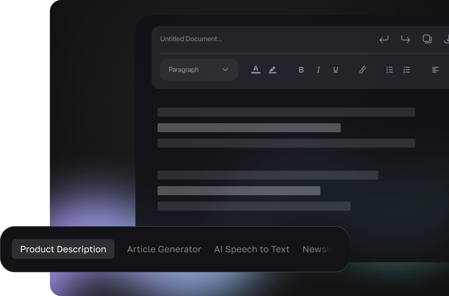 Generate, Edit, Export.